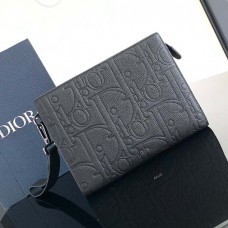 Replica Dior A5 Triangle Pouch Black Dior Gravity Leather