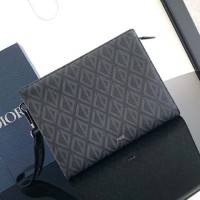 Replica Dior A5 Triangle Pouch Black CD Diamond Canvas