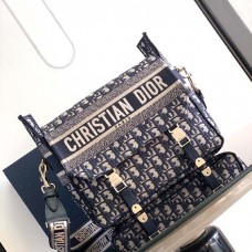 Replica Dior Medium Diorcamp Bag Blue Dior Oblique Embroidery