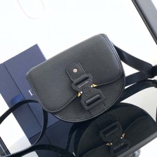 Replica Dior Mini Gallop Bag with Strap Black Grained Calfskin
