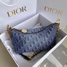 Replica Diorstar Hobo Bag with Chain Blue Denim Dior Oblique Jacquard