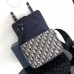 Replica Kids' Messenger Bag Blue Smooth Calfskin and Beige and Black Dior Oblique Jacquard