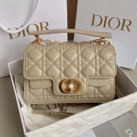 Replica Small Dior Jolie Top Handle Bag Beige Cannage Calfskin
