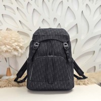 Replica Dior 8 Backpack with Flap Black Dior Oblique Jacquard