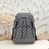 Replica Dior 8 Backpack with Flap Beige and Black Dior Oblique Jacquard