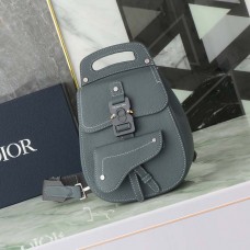 Replica Dior Gallop Sling Bag Deep Gray Grained Calfskin