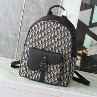 Replica Dior Saddle Zip Backpack Beige and Black Dior Oblique Jacquard