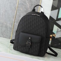 Replica Dior Saddle Zip Backpack Black Dior Oblique Jacquard