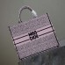 Replica Large Dior Book Tote White and Pale Pink Miss Dior Allover Embroidery