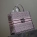 Replica Large Dior Book Tote White and Pale Pink Miss Dior Allover Embroidery