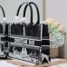 Replica Medium Dior Book Tote Black and White Paris Embroidery