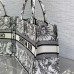 Replica Medium Dior Book Tote White and Black Toile de Jouy Soleil Embroidery