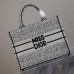 Replica Medium Dior Book Tote White and Black Miss Dior Allover Embroidery