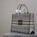 Replica Medium Dior Book Tote White and Black Miss Dior Allover Embroidery