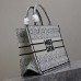 Replica Medium Dior Book Tote White and Black Miss Dior Allover Embroidery