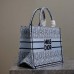 Replica Medium Dior Book Tote Pale Blue and Black Miss Dior Allover Embroidery