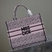 Replica Medium Dior Book Tote White and Pale Pink Miss Dior Allover Embroidery