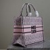 Replica Medium Dior Book Tote White and Pale Pink Miss Dior Allover Embroidery