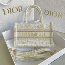 Replica Mini Dior Book Tote Gold-Tone Butterfly Embroidery