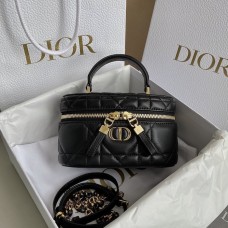 Replica Dior Caro Mini Vanity Case Black Macrocannage Lambskin