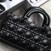 Replica Medium Lady D-Joy Bag Black Cannage Calfskin with Diamond Motif
