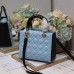 Replica Medium Lady Dior Bag Two-Tone Sky Blue and Steel Gray Cannage Lambskin