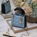 Replica Mini Lady Dior Bag Two-Tone Sky Blue and Steel Gray Cannage Lambskin