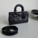 Replica Small Lady D-Sire Bag Black Macrocannage Crinkled Calfskin
