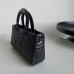 Replica Small Lady D-Sire Bag Black Macrocannage Crinkled Calfskin