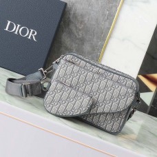 Replica Dior Saddle Triple Pouch Deep Gray Dior Oblique Jacquard