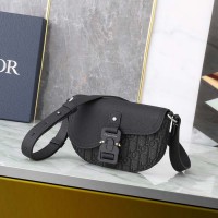 Replica Dior Mini Saddle Messenger Bag with Flap Black Dior Oblique Jacquard