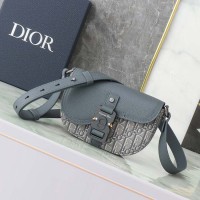 Replica Dior Mini Saddle Messenger Bag with Flap Deep Gray Dior Oblique Jacquard