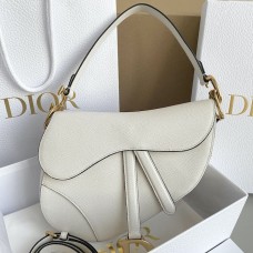 Elegant Dior Bag Replica in Classic Saddle Bag with Strap White