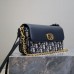 Replica Dior 30 Montaigne Avenue East-West Double Carry Mini Bag Blue Dior Oblique Jacquard