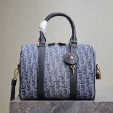 Replica Dior Groove 25 Bag Blue Denim Dior Oblique Jacquard