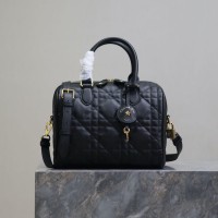 Replica Dior Groove 25 Bag Black Macrocannage Calfskin