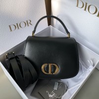 Replica Dior Medium 30 Montaigne Avenue Top Handle Bag Black Ribbed Calfskin