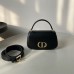 Replica Dior Small 30 Montaigne Avenue Top Handle Bag Black Ribbed Calfskin