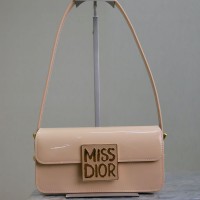 Replica Miss Dior Flap Bag Beige Patent Calfskin